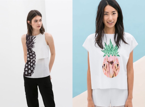Camisetas piñas Zara