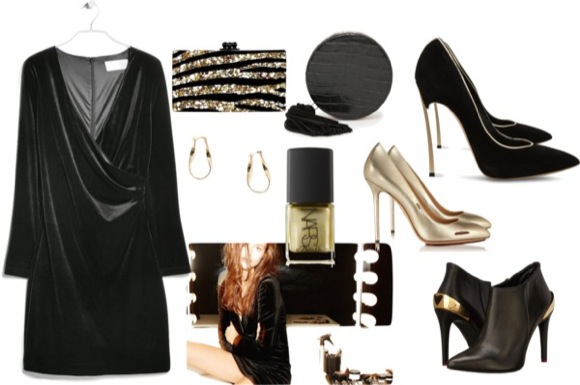 Ideas vestir Nochevieja : negro y dorado