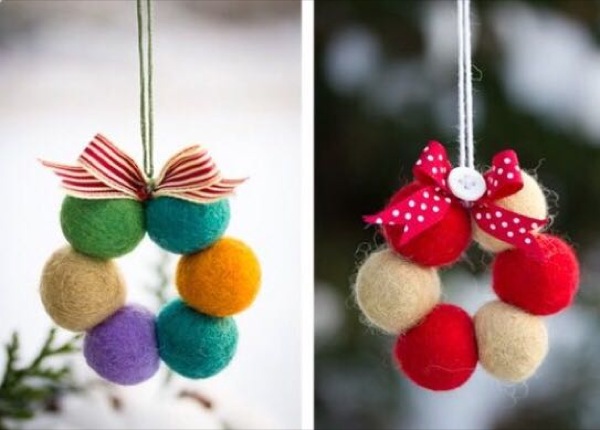 bolas fieltro decorar navidad