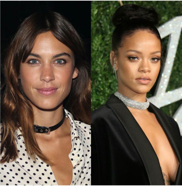alexa chung y rihanna gargantilla pegada al cuello
