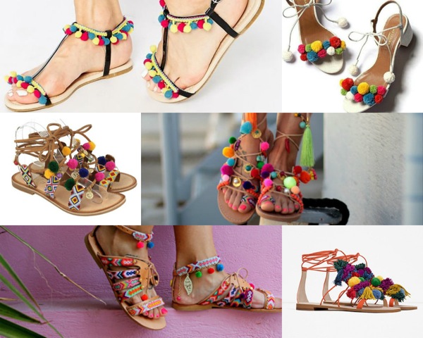 sandalias pompones