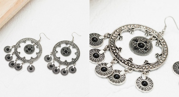 bershka pendientes largos bohemios