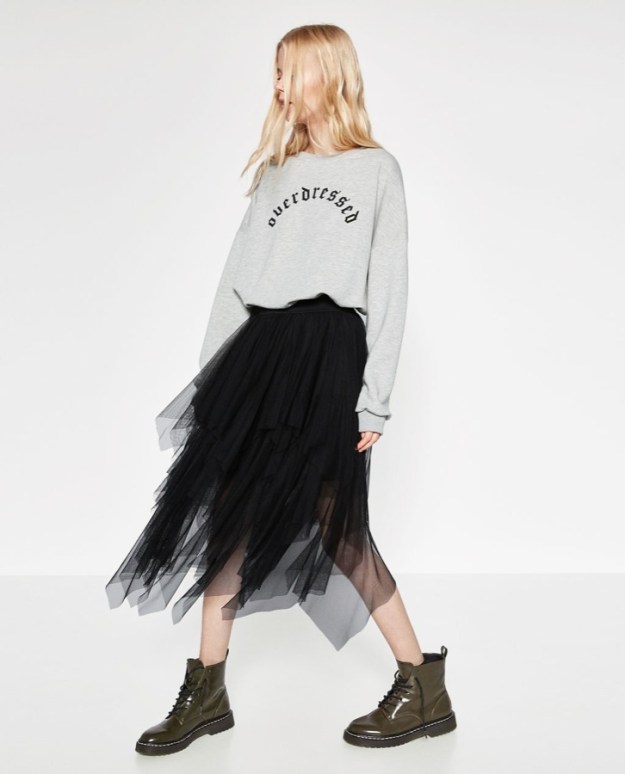 falda tul volantes zara