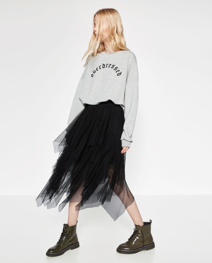 falda tul volantes zara