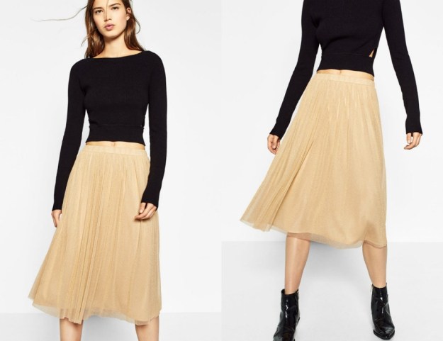falda tul zara beig
