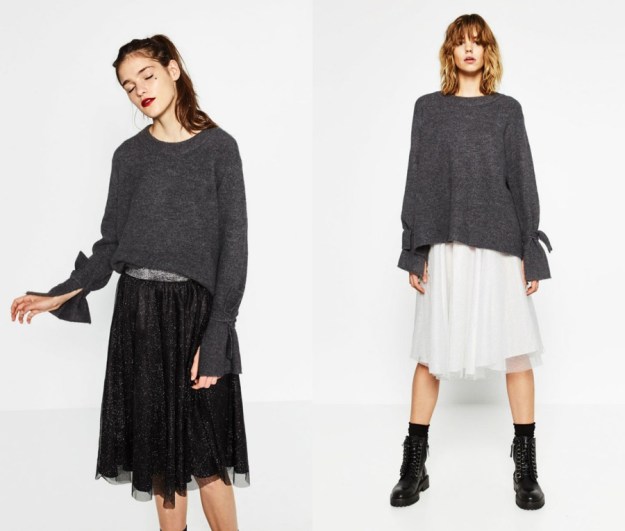 falda tul zara blanco y negro