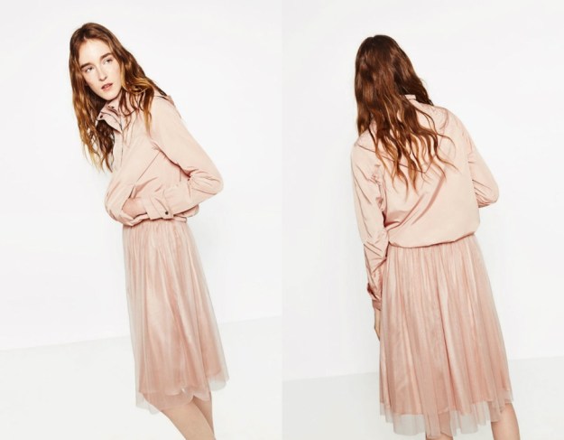 falda tul zara rosa