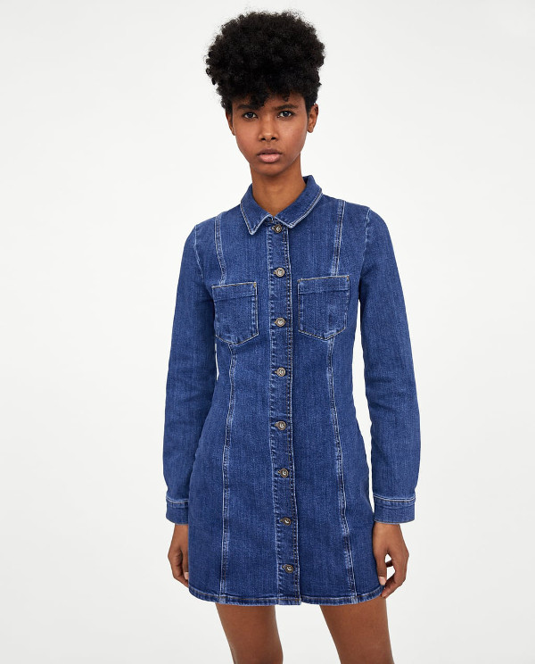 vestido camisero vaquero zara