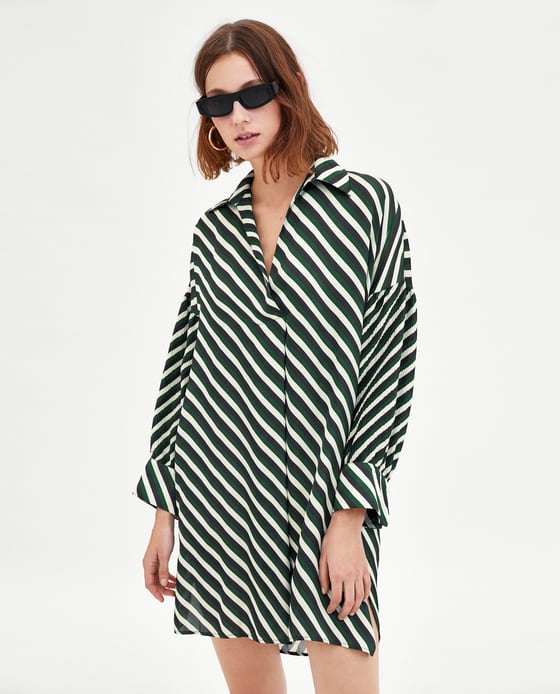 vestido rayas camisero zara