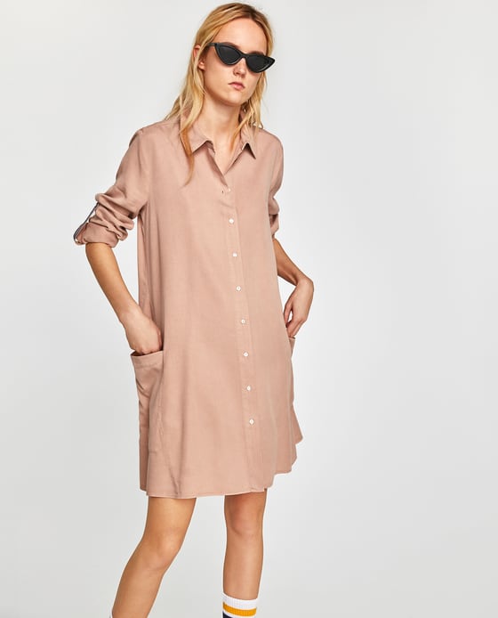 vestido zara camisero liso